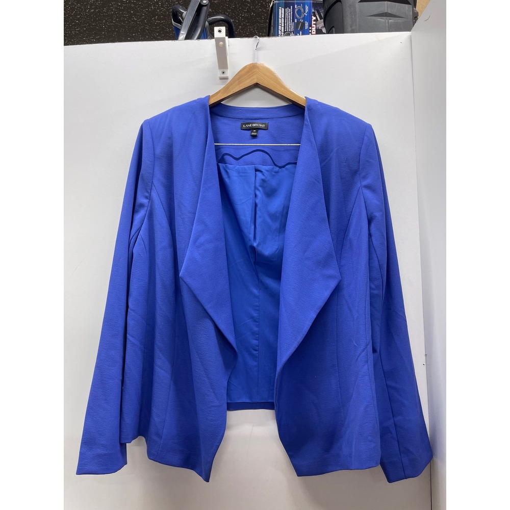 Lane Bryant Royal Blue Open Front Draped Shawl Collar Blazer Plus Size 18 - Picture 2 of 5